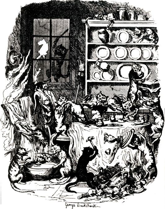 Английский карикатурист середины прошлого века Д. Крейкшенк высмеял тех 'любителей', которые заводят дома непомерное количество кошек